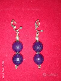 Orecchini a clip pietre naturali viola