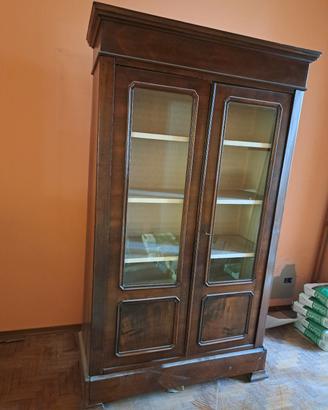 Libreria noce con ante in vetro