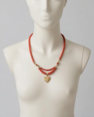 Collana Corallo Rosso Naturale Ciondolo Dorato