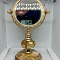 Specchio da toilette vintage in onice verde