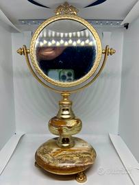 Specchio da toilette vintage in onice verde