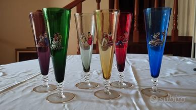 6 Flute vintage stile arlecchino con ballerini