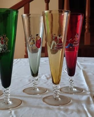 6 Flute vintage stile arlecchino con ballerini