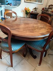 tavolo sala allungabile noce con sedie e poltrona