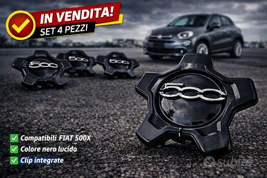 4pz- Coprimozzo Fiat 500X Tappo Mozzo Borchia Nero
