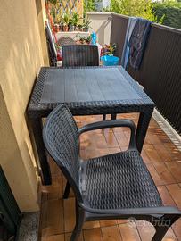 set giardino/balcone tavolo + 2 sedie
