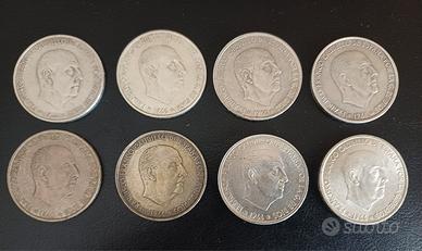 8 Monete 100 Pesetas 1966 Argento