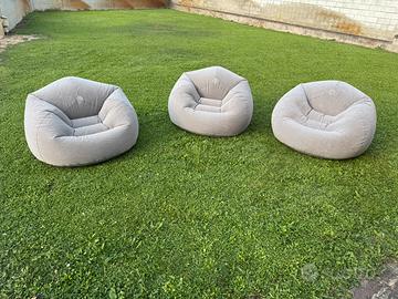 3 Poltrone intex gonfiabili grigie