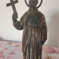 antica statua di San Francesco in zinco argentato
