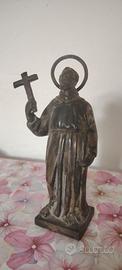 antica statua di San Francesco in zinco argentato