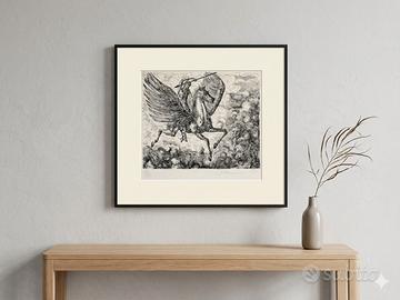 Originale litografia - Pegaso e mitologia -
