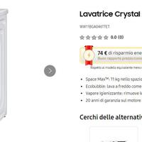 Lavatrice Samsung Crystal Clean 11 kg - Nuova