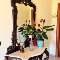 Console legno e marmo con specchiera