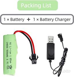 Batteria 3.7V 500mAh con USB per Auto RC