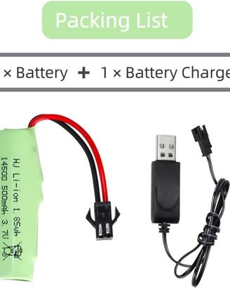 Batteria 3.7V 500mAh con USB per Auto RC