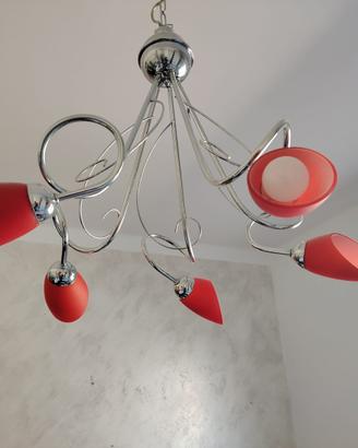 Lampadario Rosso 5 fuochi.