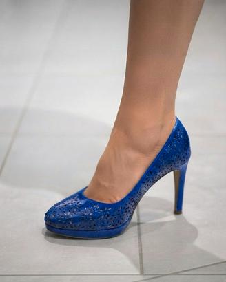 décolleté vintage blu elettrico Farasion nuove n38