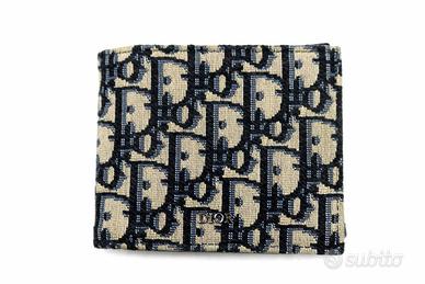 Dior Portafoglio Jacquard Oblique Tela Beige