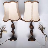 Coppia LAMPADE DA TAVOLO / ABAT JOUR ottone