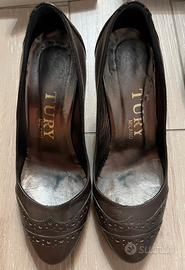 Scarpe decollete in pelle marrone