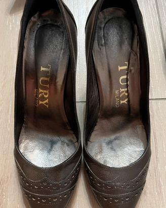 Scarpe decollete in pelle marrone