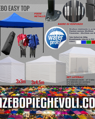 Gazebo 3x3 pieghevole feste PVC impermeabile bianc