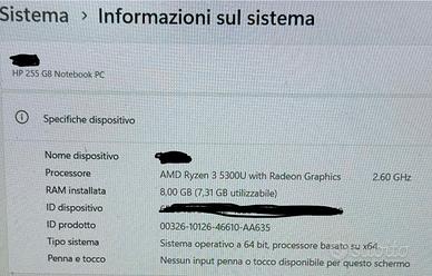 HP 255 G8 - 8 GB RAM - 512 SSD