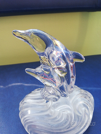 Soprammobile delfini in vetro