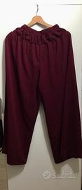 Pantaloni donna bordeaux a vita elasticizzata – ta