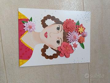Quadro in cartone con fiori 3D