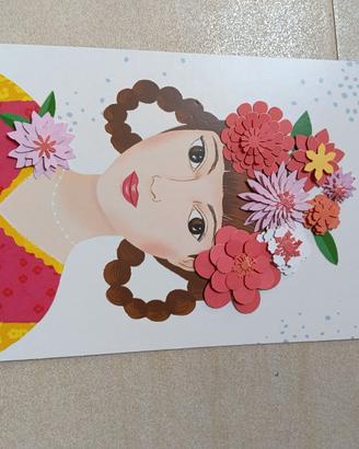 Quadro in cartone con fiori 3D