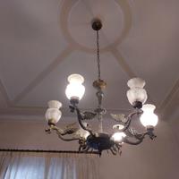 lampadario vintage anni '70 in peltro - 6 luci