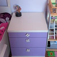 Letto a soppalco bambina lilla/bianco