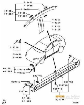 Minigonna sinistra mitsubishi lancer evo x rs gsr