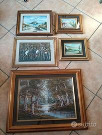 Lotto quadro cornice legno dipinto su tela pittore