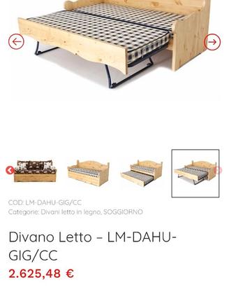 Divano letto legno massello artigianale