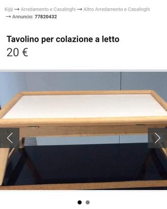 Tavolino per colazione a letto