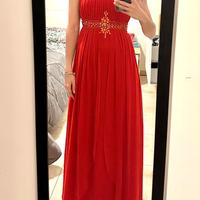 Abito lungo rosso da cerimonia S con stola