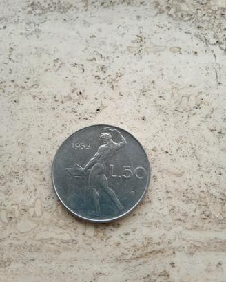 LIRE 50. Anno 1955. Serie Vulcano. No graffi