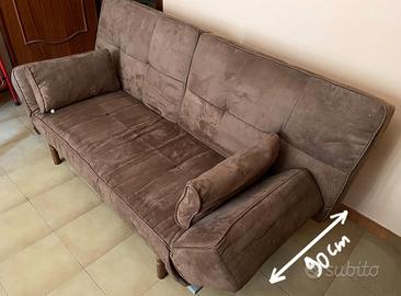 Divano Letto Clic Clac In Tessuto Vellutato Marron