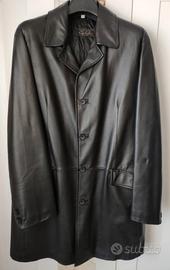 Cappotto Soprabito 3/4 Vintage in Vera Pelle Nera