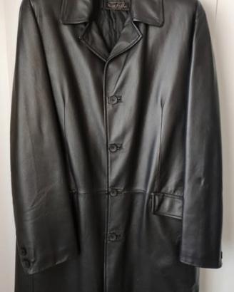 Cappotto Soprabito 3/4 Vintage in Vera Pelle Nera