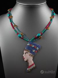 Collana etnica Gemme turchese Nefertiti unica