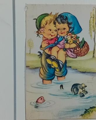 6 stampe antiche originali di bambini  rarissima 