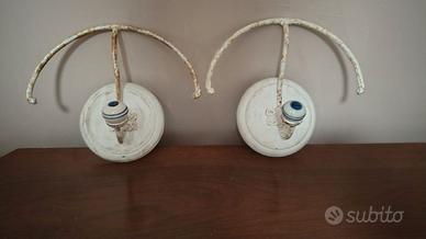 Ganci Parete Vintage Ferro Battuto e Ceramica