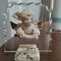 coppia angeli in vetro e ceramica lavorate a mano 