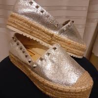 espadrillas argentate con borchie num 37