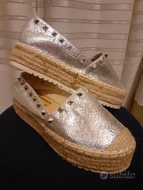 espadrillas argentate con borchie num 37