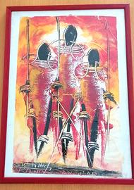 Quadro con guerrieri Masai
