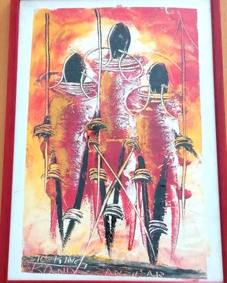 Quadro con guerrieri Masai